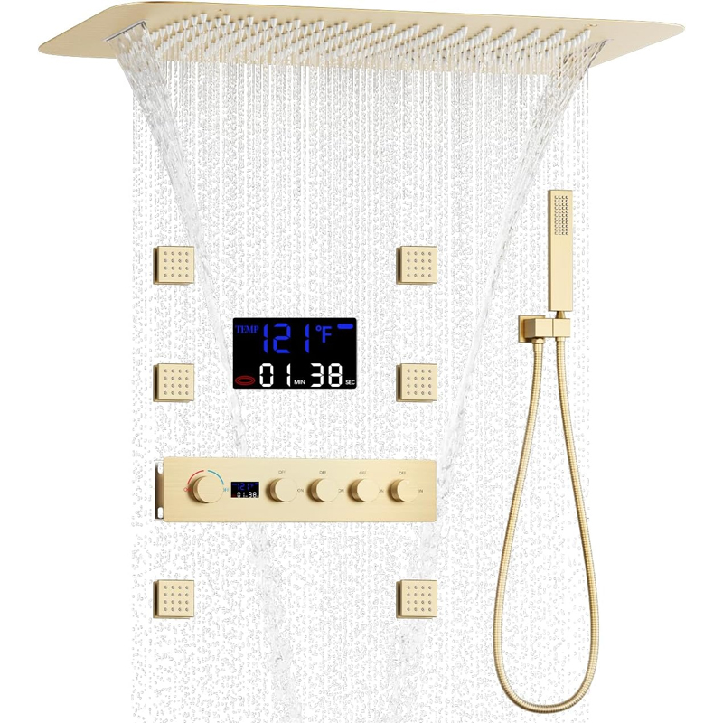 Body Brush - Brass Brushed Gold Digital Display Thermostatic
