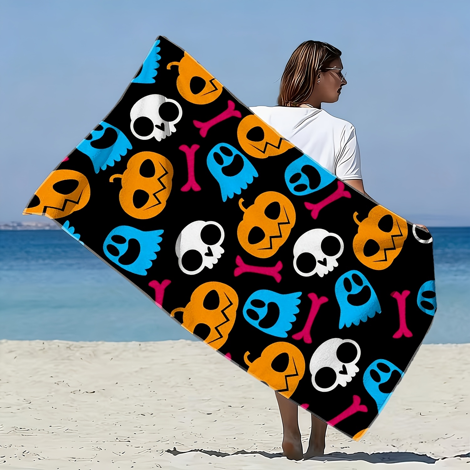 1pc 1pcs Pumpkin Skull Monster - Spa Towel review and price