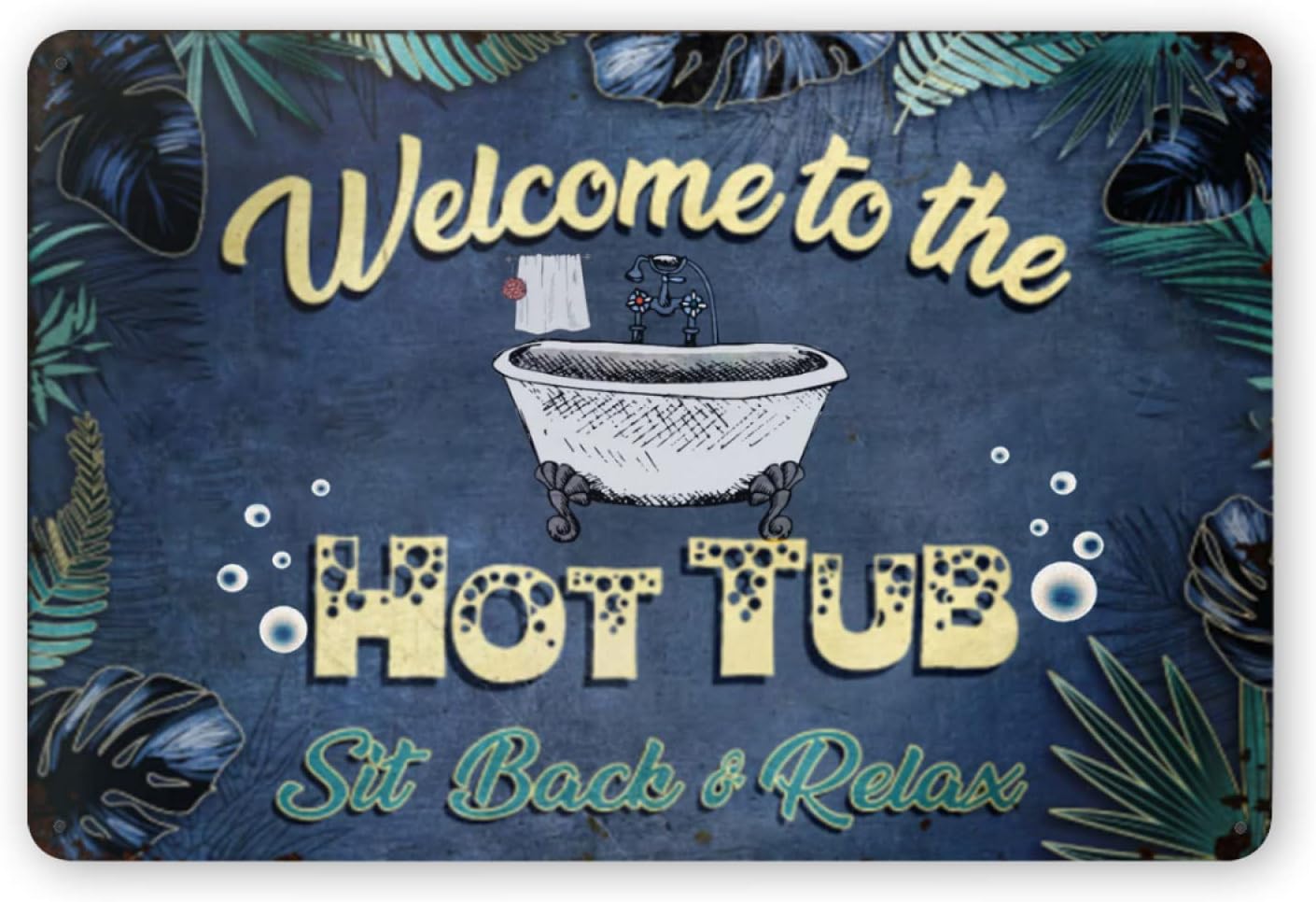 Y1,Metal Tin Sign For Welcome  - Hot Tub review and price